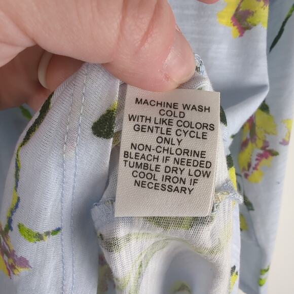 NWT Adyson Parker Light Blue Floral Long Sleeve Top in Plein Air Combo Size 1X - Picture 8 of 8